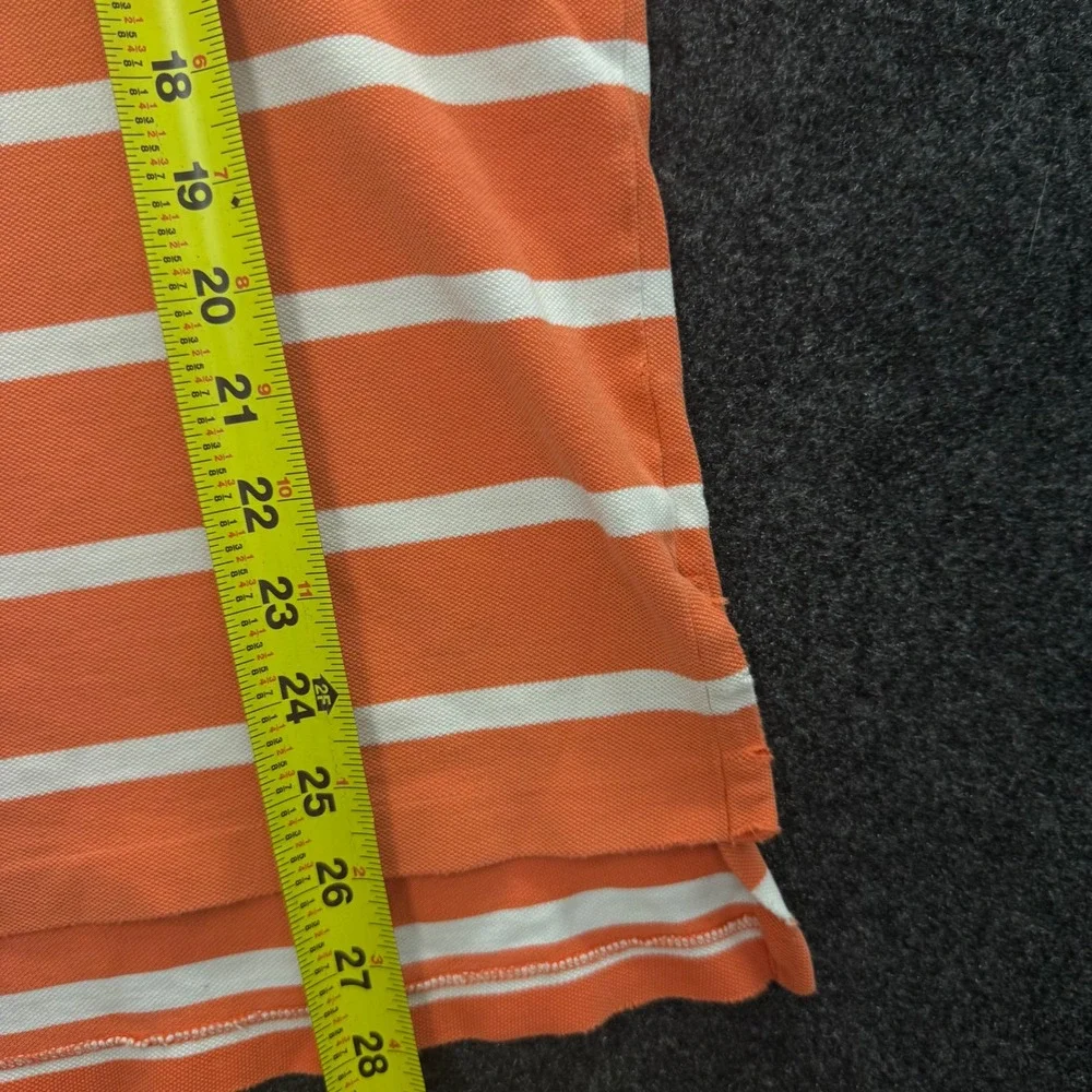 Vintage Polo Ralph Lauren Mens Orange White Striped Cotton Polo Shirt Large